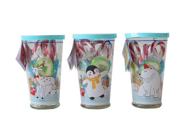 bicchiere vetro c/candy canes abm995971