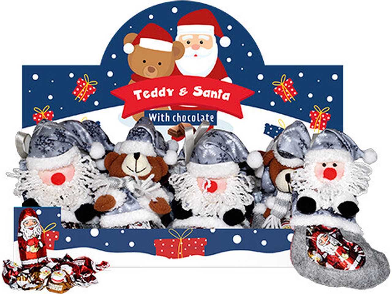 Calza di natale con cioccolatini in 2 assortimenti