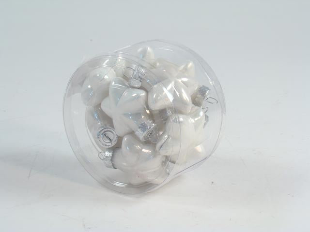 Pendente natalizio stelle bianco in vetro 2x4,5x4cm - 12 pezzi