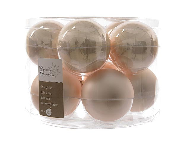 Palline di natale in vetro finitura smaltata colore perla misura d.6cm