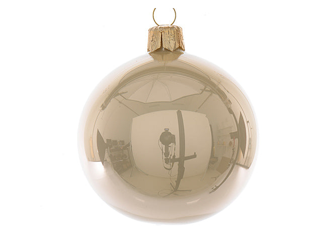 Palla di natale in vetro finitura smaltata colore perla misura d.15cm