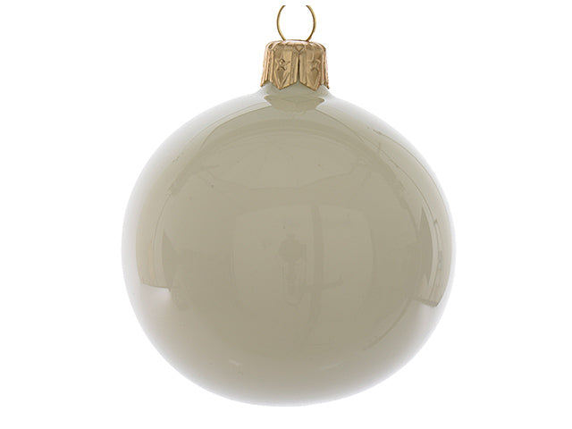 Palla di natale in vetro finitura smaltata colore bianco lana misura d.15cm