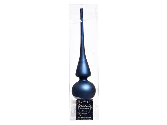 puntale per albero opaco blu in vetro 26cm