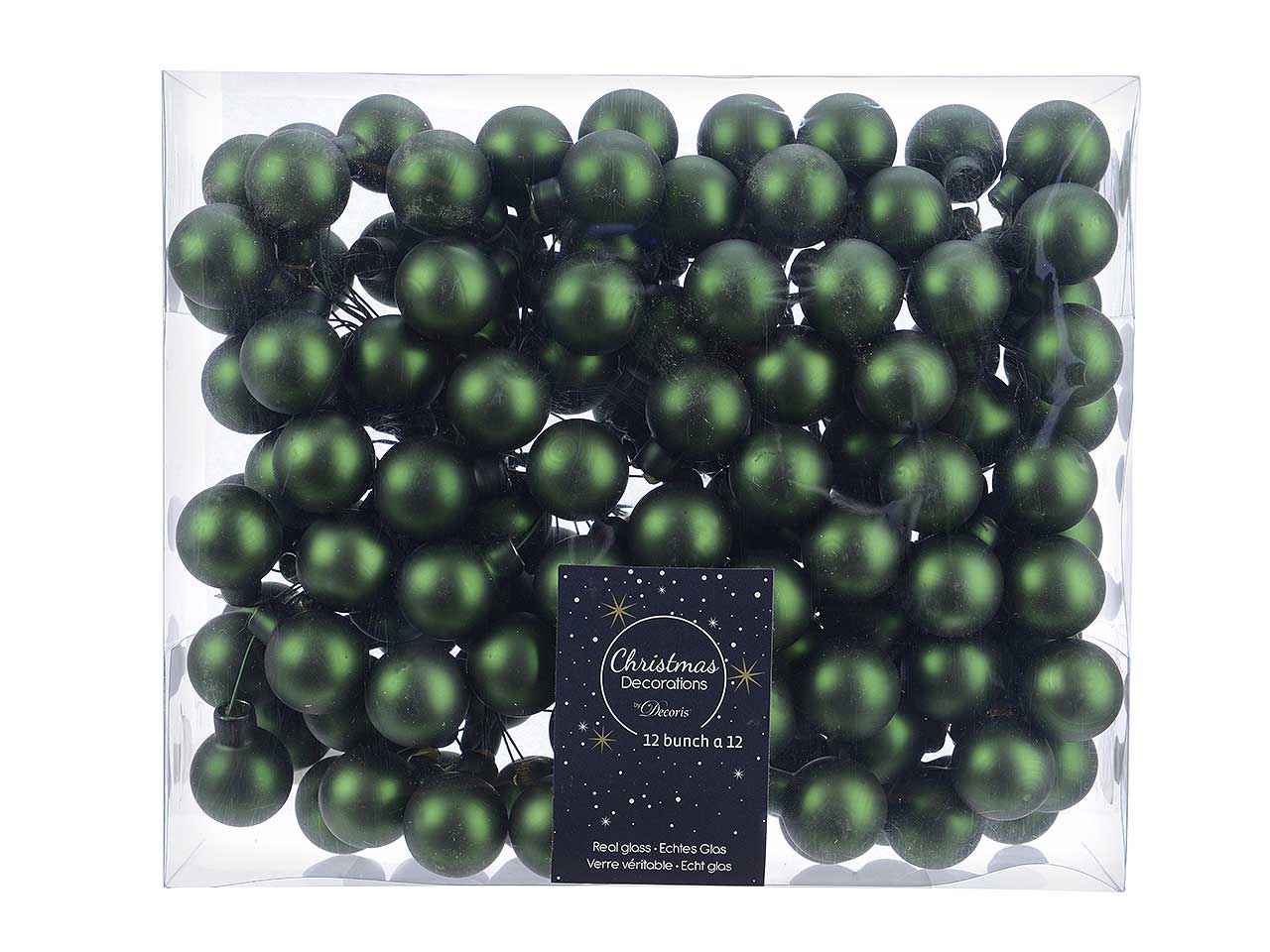 Palline natalizie opaco verde in vetro diametro 2,5cm - 144 pezzi