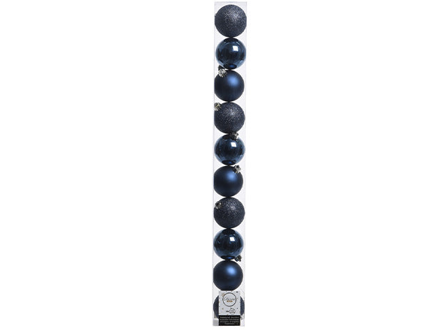 Palline di natale infrangibili finitura lucida, opaca e glitterata colore blu notte misura d.6cm