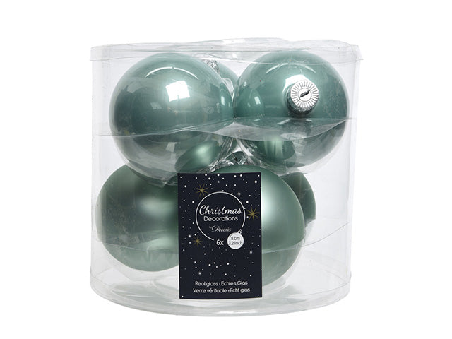 sfera vetro verde 80mm 6pz eucalipto 140190
