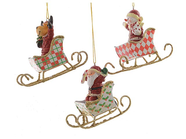 pendente natalizio slitte rosse rosse 8x5x8cm
