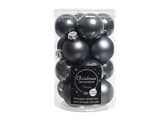 Palline natalizie grigio in vetro diametro 3,5cm - 16 pezzi