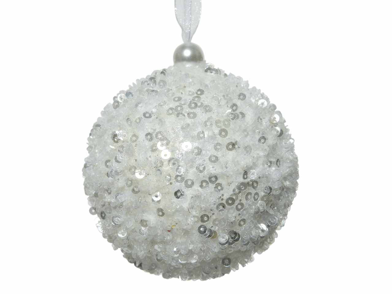 Sfera con paillettes d.8cm bianco
