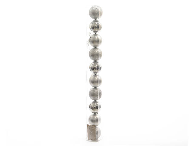 Sfere 10 pezzi6-6cm argento 020171