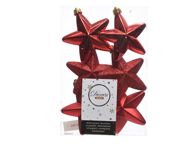 pendente natalizio stella rosso 2x7,5x7,5cm - 6 pezzi