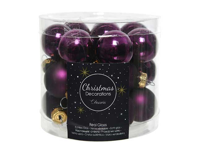 Palline natalizie viola in vetro diametro 2,5cm