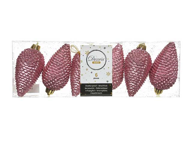 pendente natalizio pigna rosa 4,5x8cm - 6 pezzi