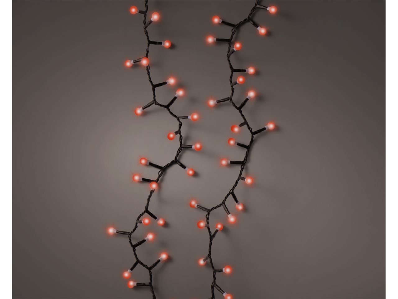 Luci natalizie led a ciliegina con 8 funzioni effetto scintillio ad uso esterno colore nero, rosso misura lun.1100cm misura del led 3mm numero di led 500