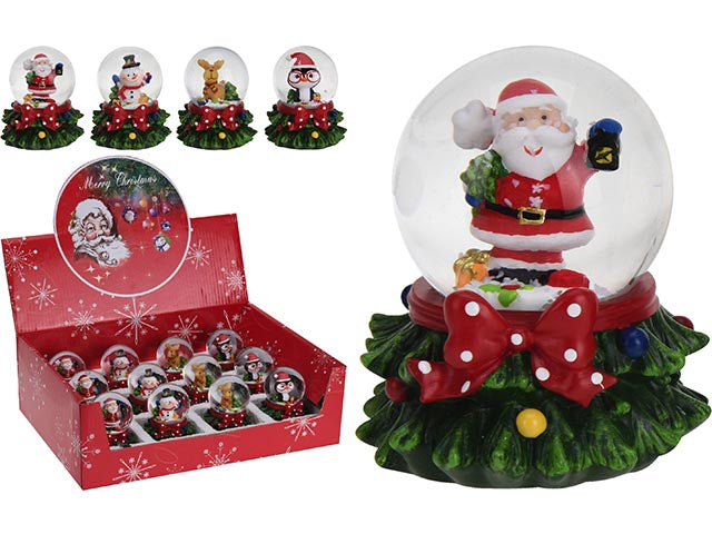 Globo di neve con acqua e babbo natale misura 6cm in 4 assortimenti