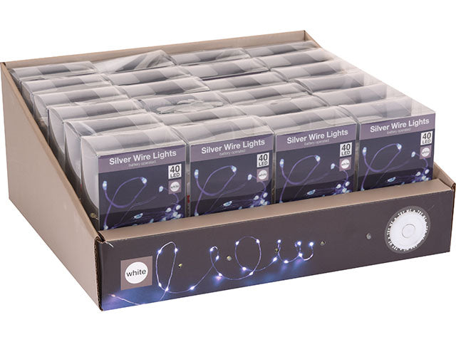Catena filo argentato 40 microled bianco freddo batteria ax9719520