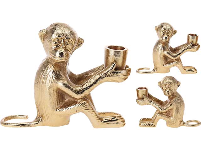 Portacandela scimmia allinea oro a98000260