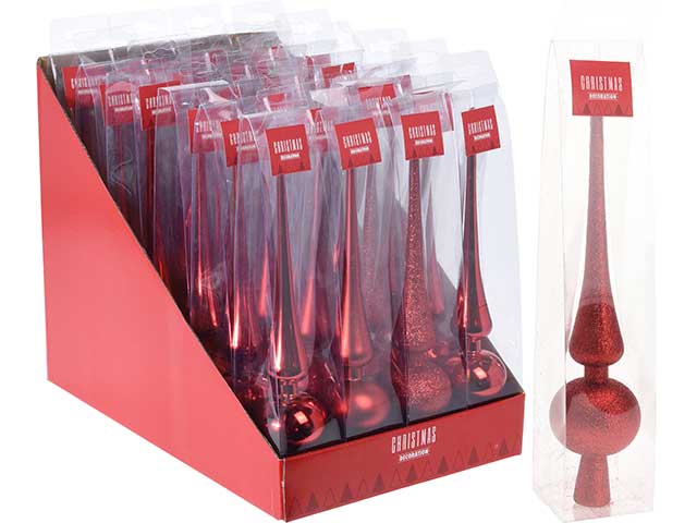 puntale per albero rosso 29cm