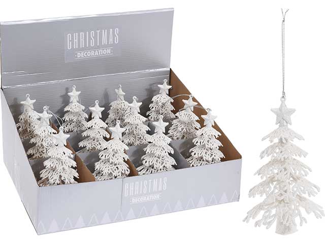 pendente natalizio albero bianco 16cm