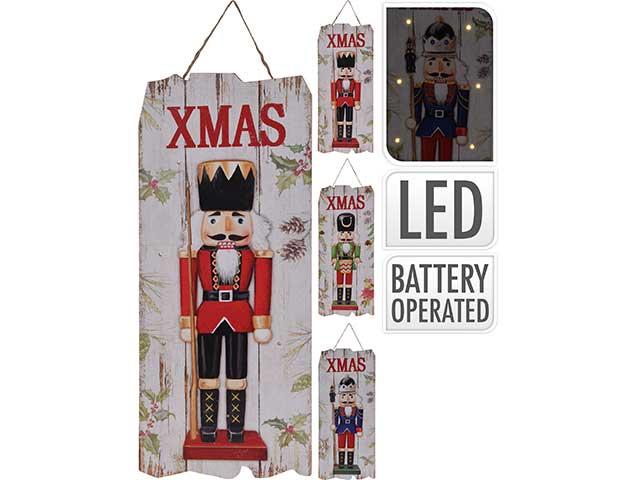 pendente natalizio con led in legno 20x50cm
