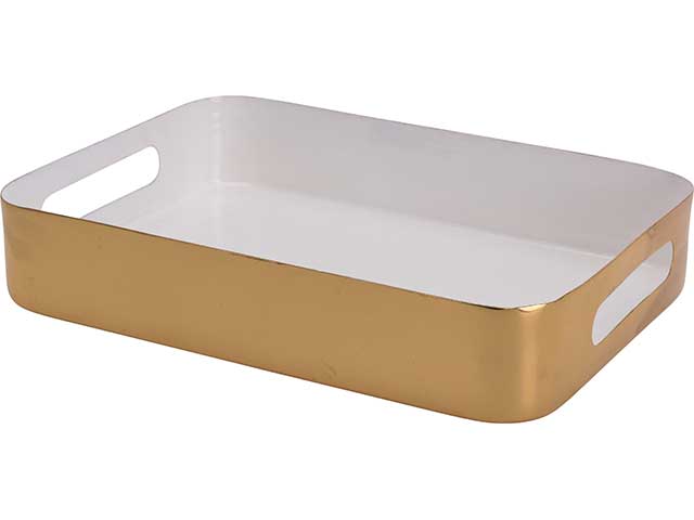 vassoio metal oro/bianco 24x17 a9800676