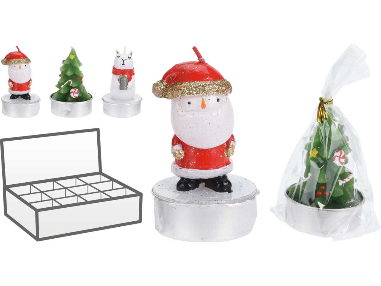 Tealight con figura natalizia misura 6cm in 3 assortimenti