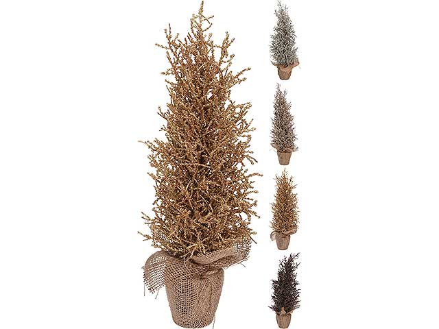 Alberello di natale senza luci vaso con pino glitterato 48cm