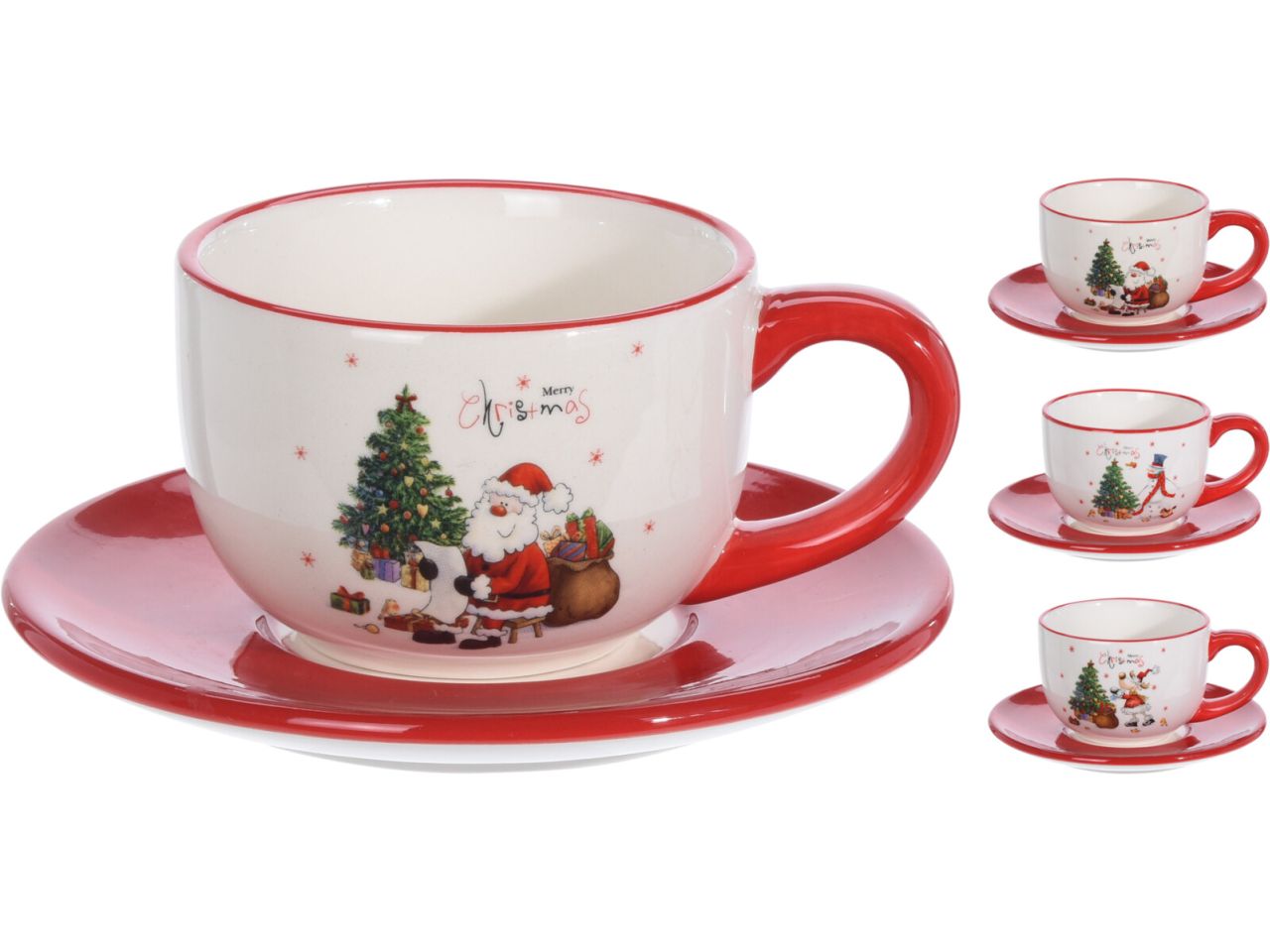 Tazza con piattino natalizia misura 15cm in 3 assortimenti