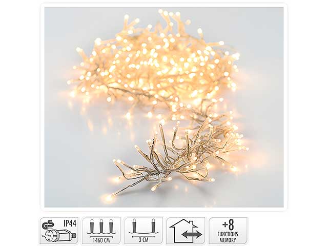 Catena luci cluster 2016 led bianco caldo con giochi di luci