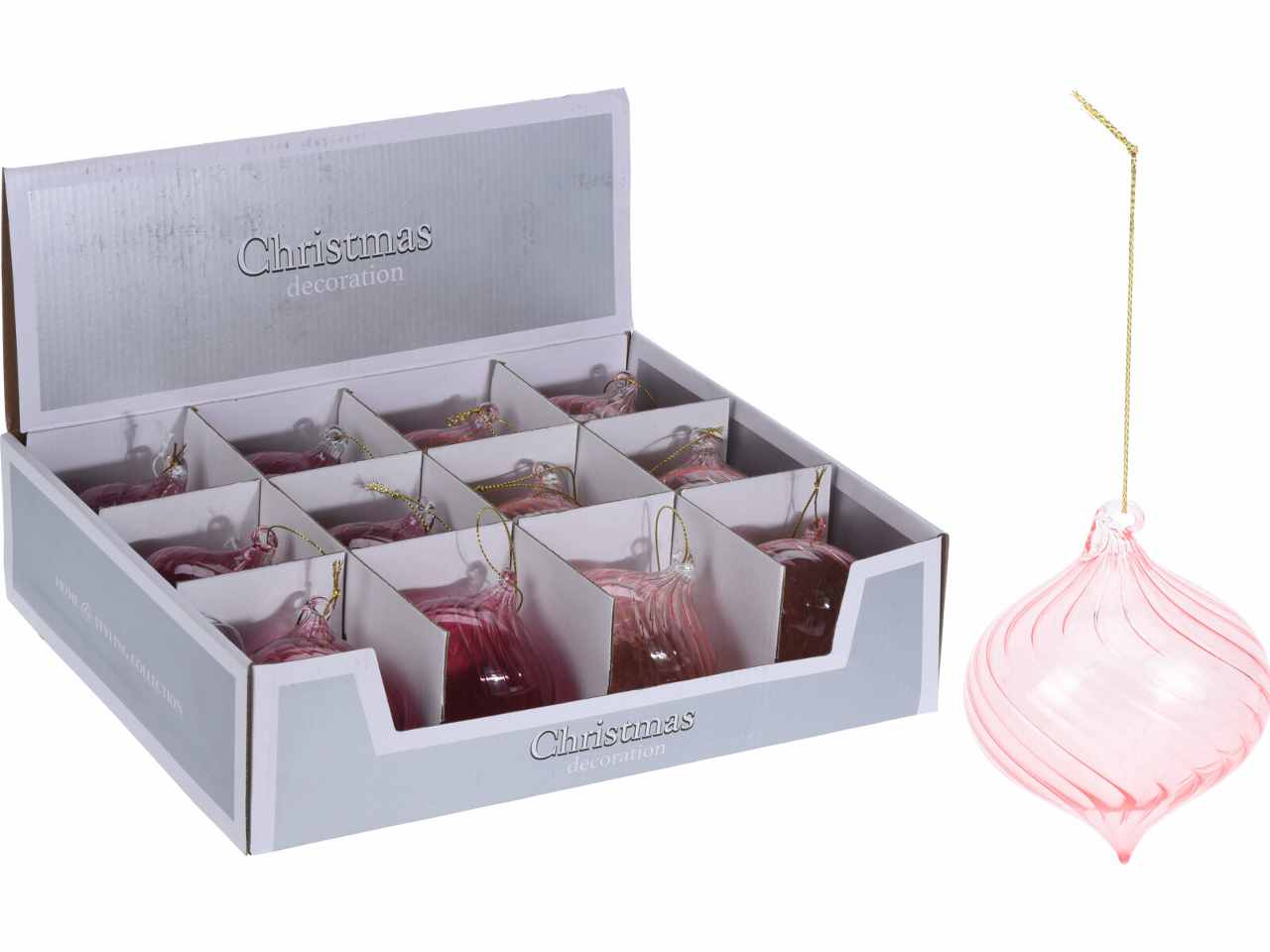 Sfera in vetro 8cm con strisce rosa