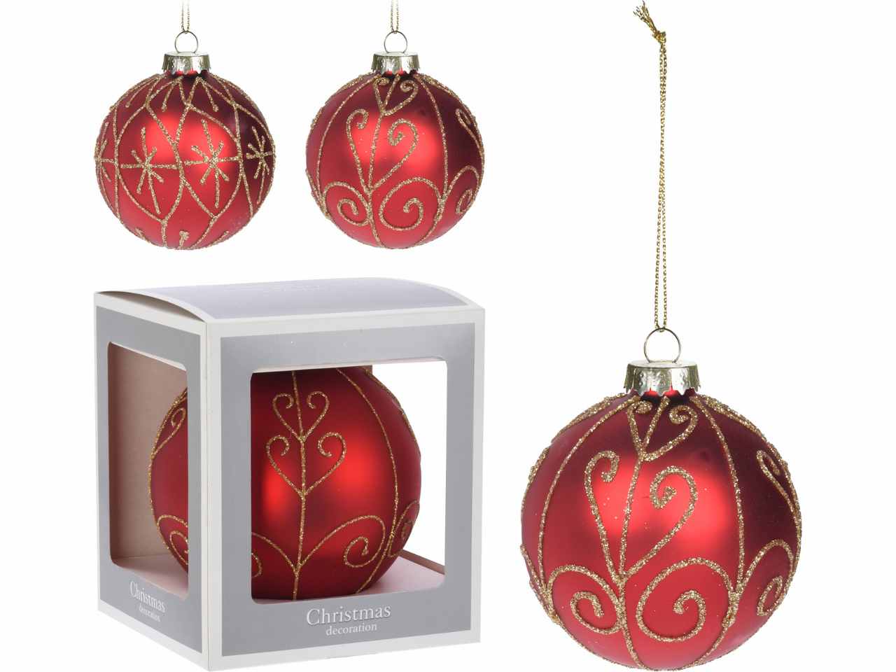 Sfera in vetro 14cm rosso oro