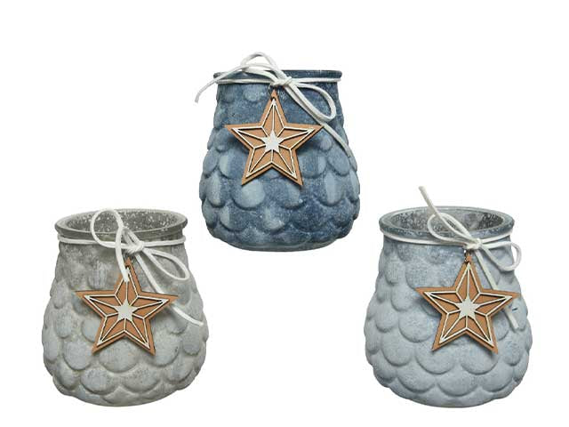 Porta tea-light pigna vetro con stella 645284