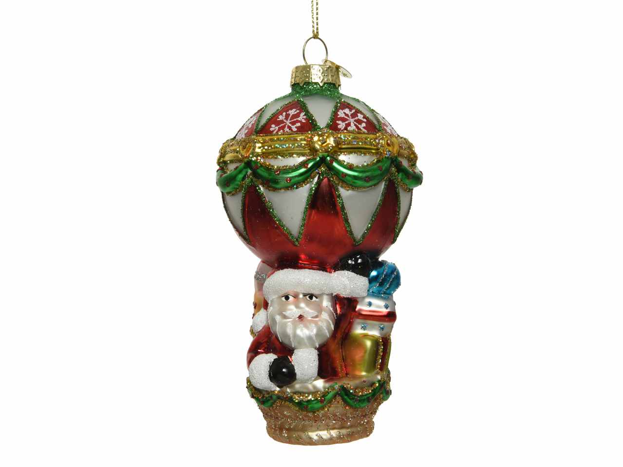 Mongolfiera in vetro con babbo natale  5,5x5,5x13cm