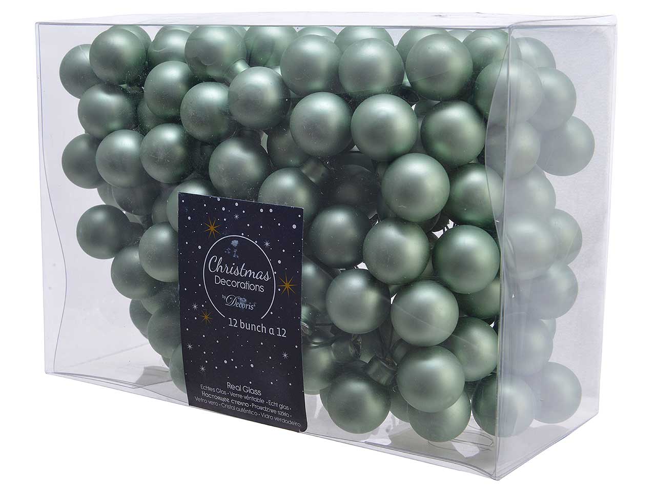 Palline natalizie opaco verde salvia in vetro diametro 2cm - 144 pezzi