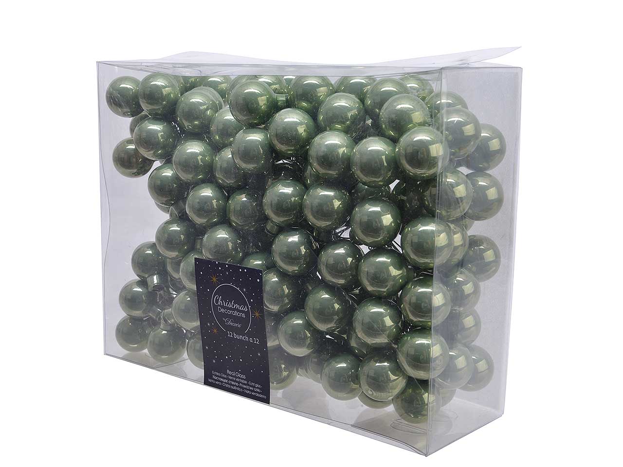 Palline natalizie verde salvia in vetro diametro 2,5cm - 144 pezzi