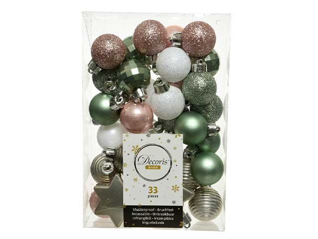 palline natalizie assortiti diametro 4cm - 33 pezzi