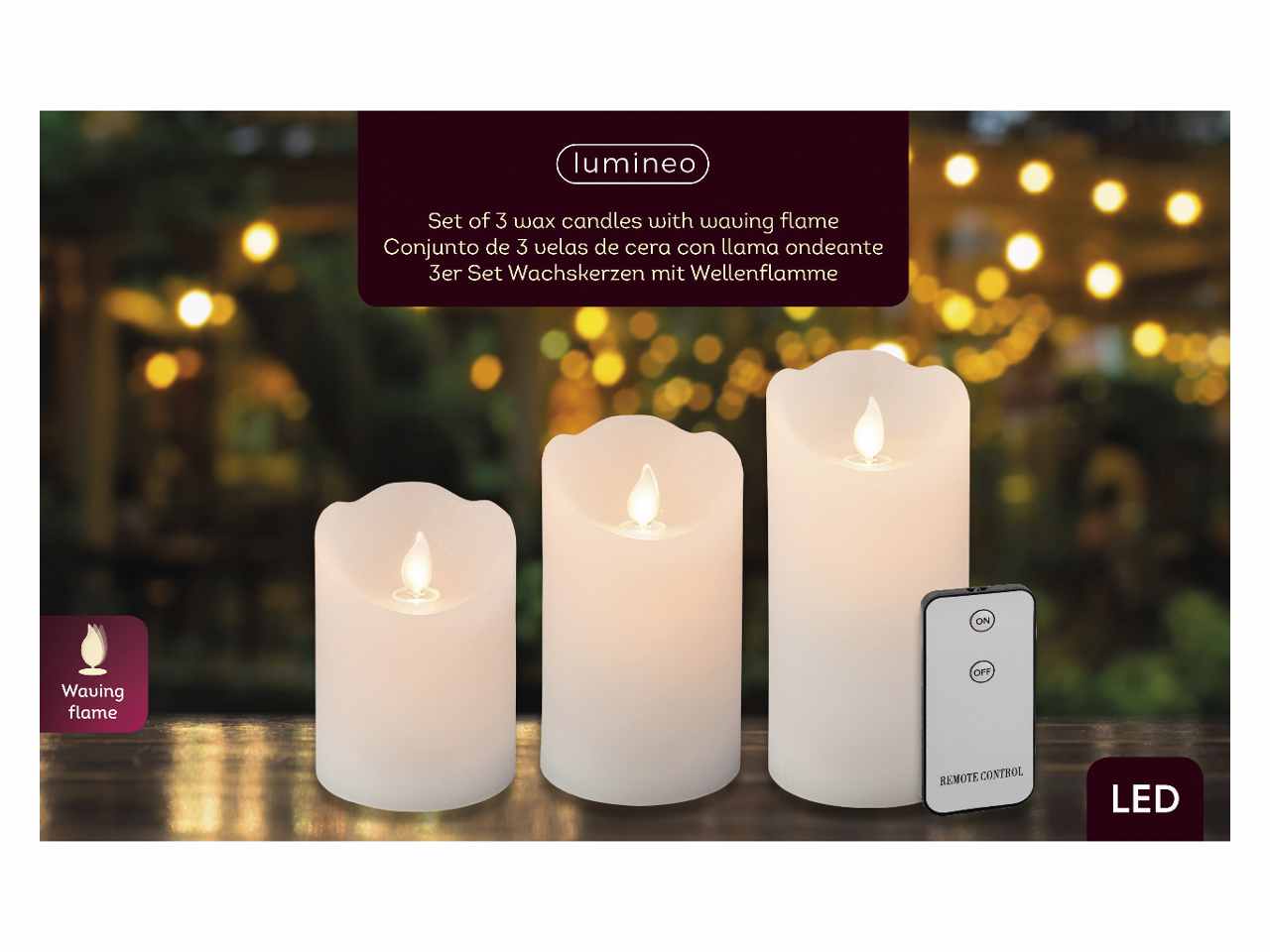 Candela led bianca 15xd.7,5cm bianco caldo con funzionamento a batteria, uso interno e led