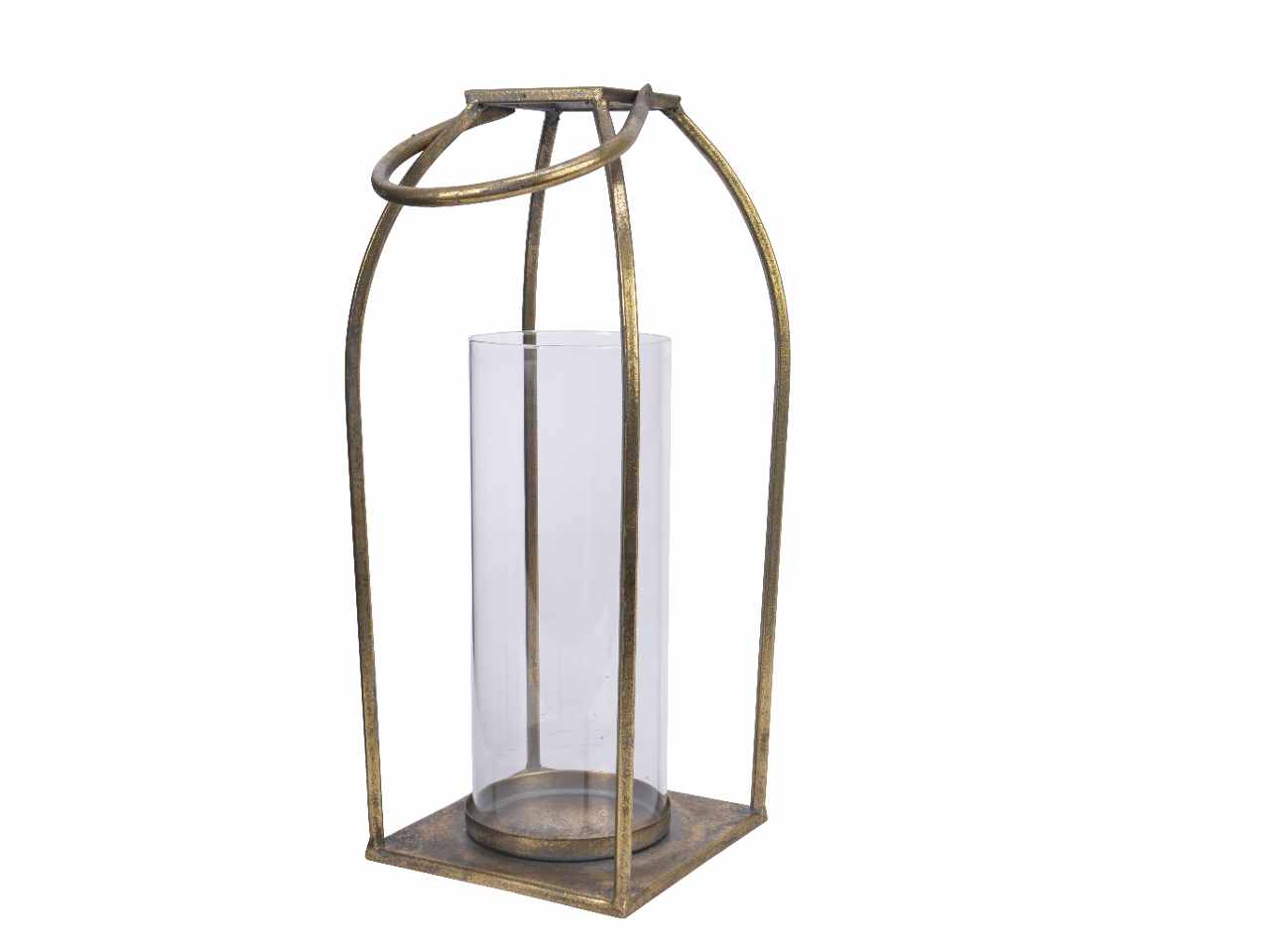 Lanterna in ferro 15x15x37cm oro 380543
