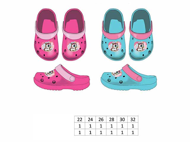 Ciabatte in gomma con fori crocs bimba unicorno