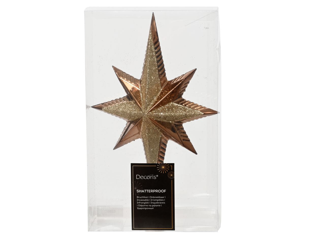 Puntale infrangibile glitterato colore espresso misura lun.6.5cm x lar.14.5cm x alt.25.5cm