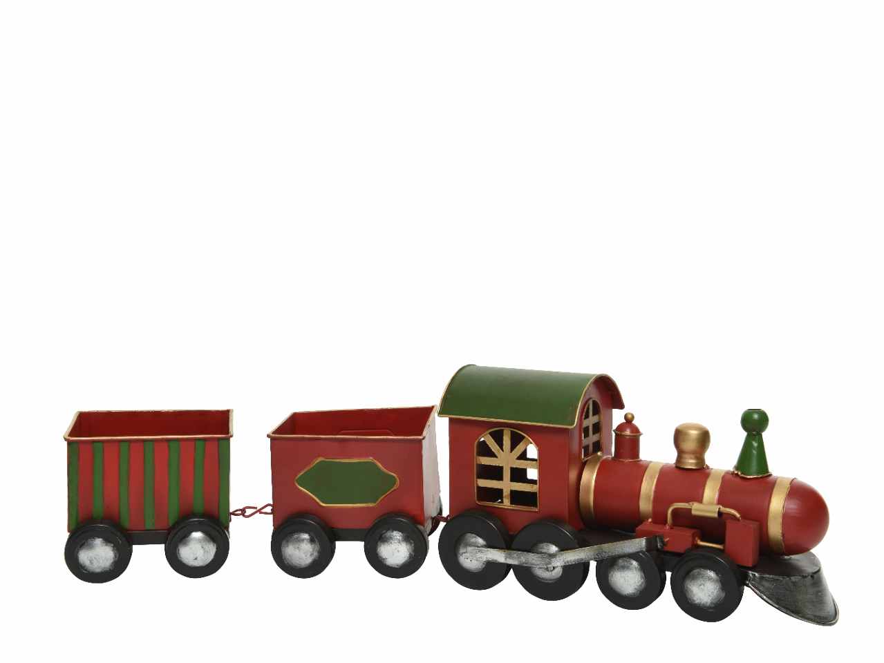 Treno in latta 58x12x16cm rosso