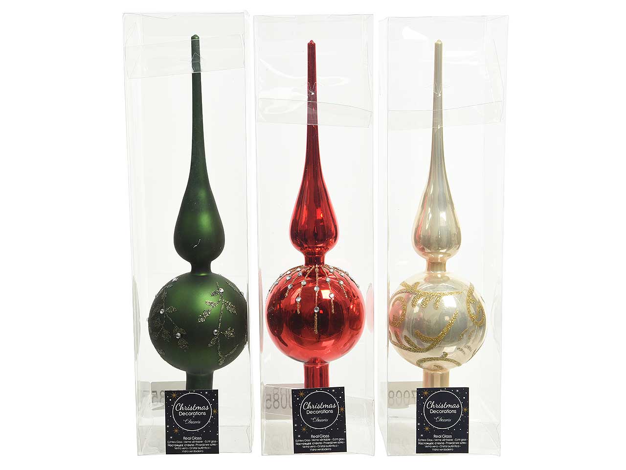 Puntale per albero assortiti in vetro h31cm