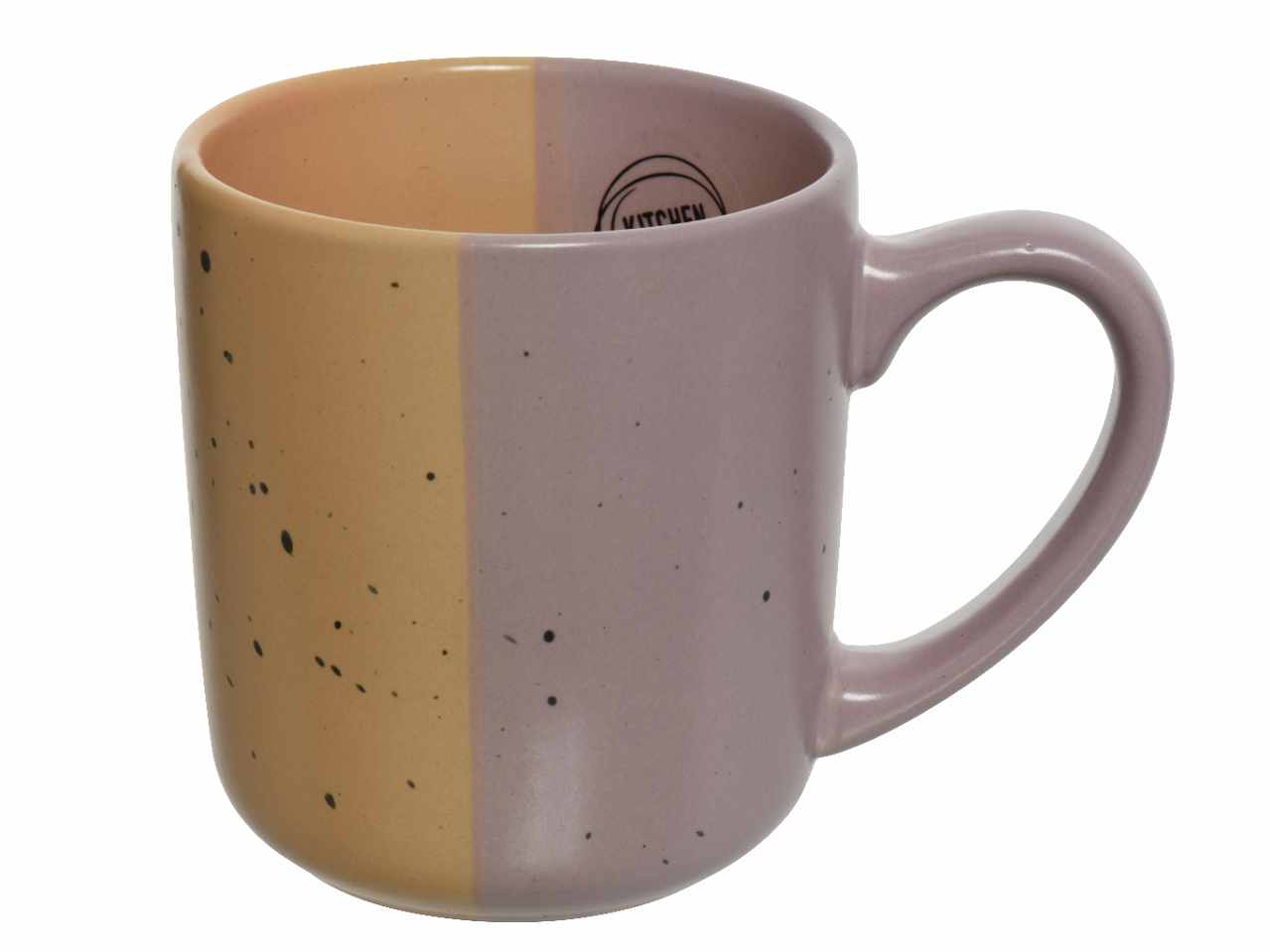 tazza tonda in gress smalto opaco bicolore con macchioline lavabile in lavastoviglie per alimenti adatto al microonde volume 0.42 litri 9.30xh.20cm