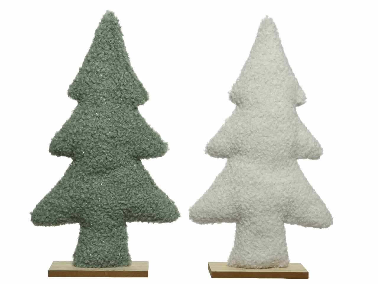 Albero di natale 6x27x48cm in poliestere nei colori bianco e verde