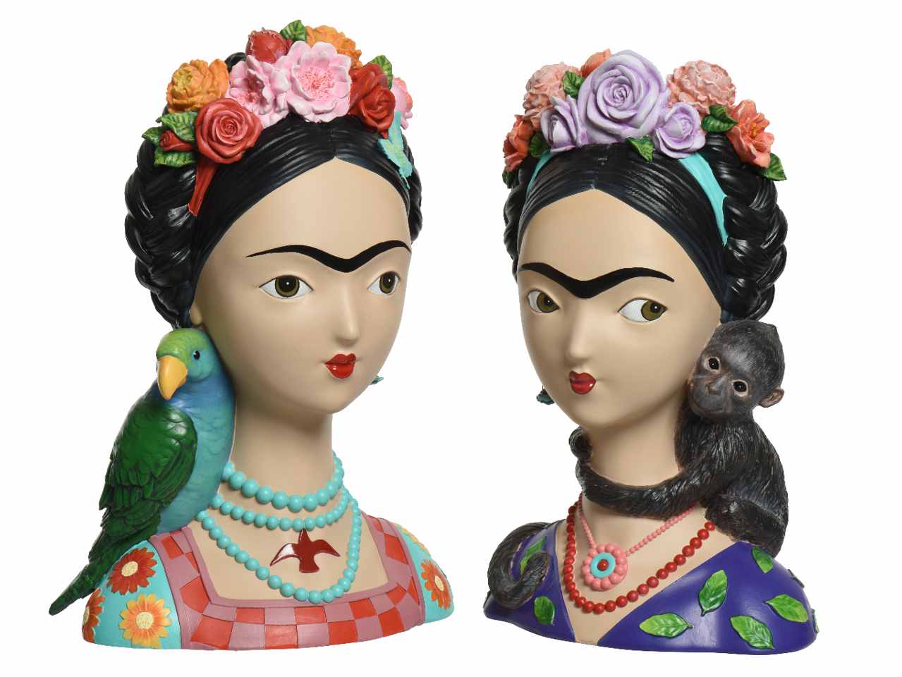 Figura decorativa testa di donna in poliresina fatto a meno 2 modelli assortiti 27xh.39.30cm