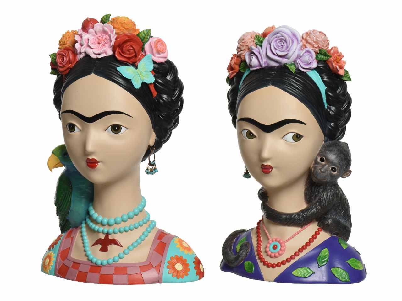 Figura decorativa testa di donna in poliresina fatto a meno 2 modelli assortiti 27xh.39.30cm