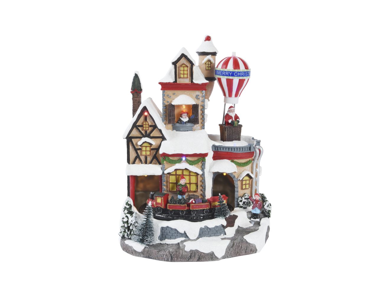 Scenario natalizio con led in poliresina per uso interno colore multicolore misura lun.18.5cm x lar.21cm x alt.28cm  5mm  7