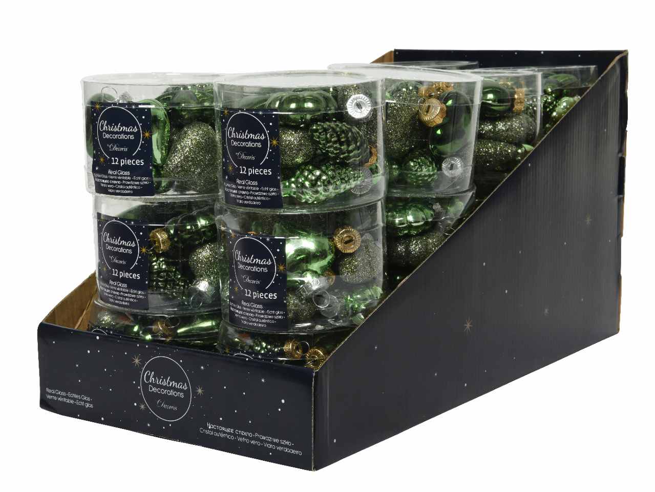 Appendino in vetro 2x4xh4cm verde forme assortite