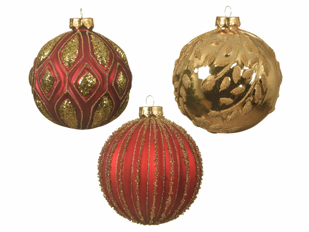Sfera in vetro d.10cm nei colori oro e rosso