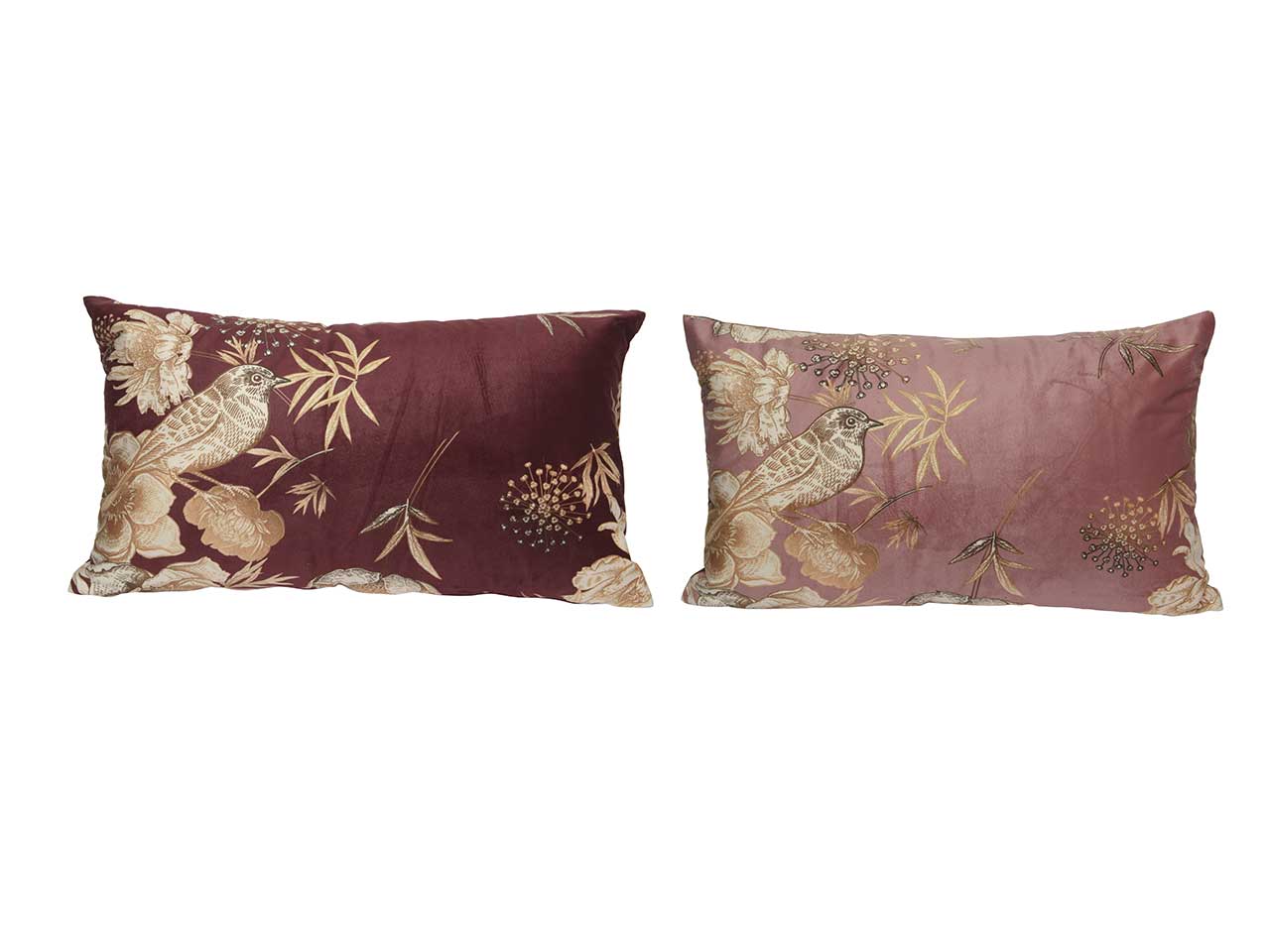 Cuscino in velluto con decoro floreale 50x30xh5cm